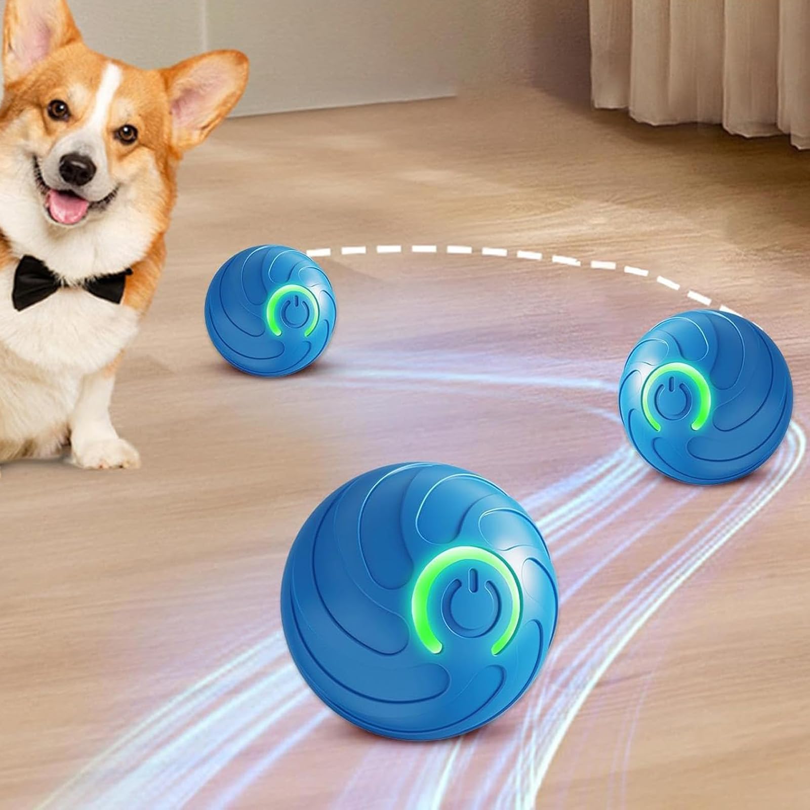 Autrety Smart Jumping Ball Toy For Dogs, Duraspin Dog Bouncing Ball, Interactive Bouncing Toys For Puppy Toys (2Pack-Orange & Bu